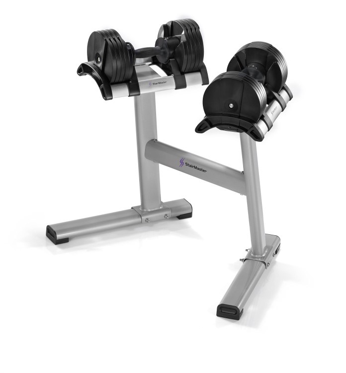 Stair Master Adjustable Dumbbells with Rack